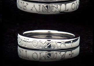 Tapered "Amor Vincit Omnia" poesy ring
