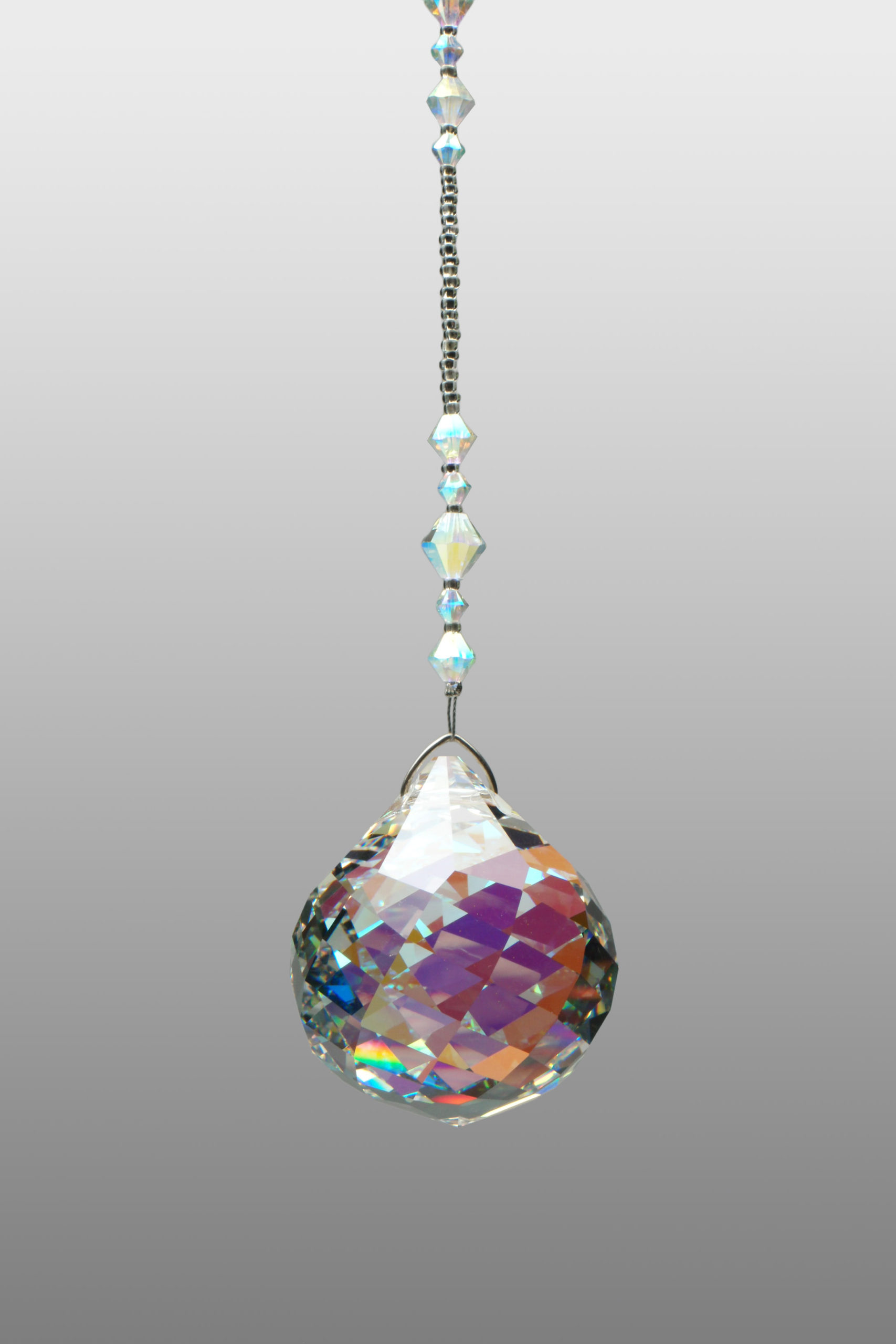 40mm AB twisted faceted ball suncatcher with bead hanger length of your choice