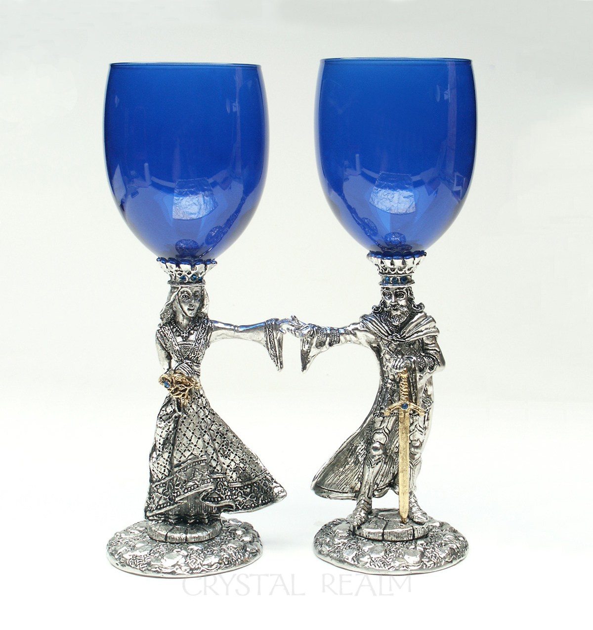 Royal Blue Arthur and Guinevere Toasting Glasses - Puzzle Rings ...