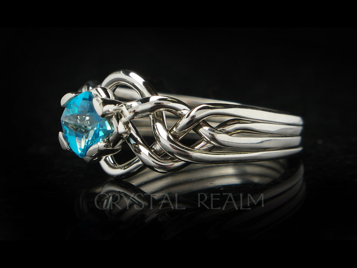 avalon four band puzzle ring with blue topaz and palladium
