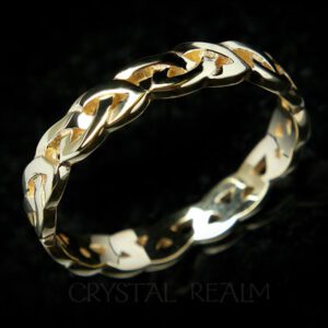 celtic wedding band with open eternity knot style in 14k yellow gold