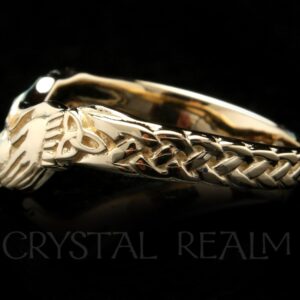 celtic claddagh shadow wedding band with trinity knots side view