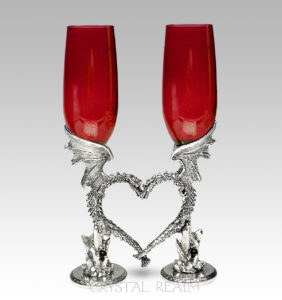 dragon heart toasting flutes in ruby red
