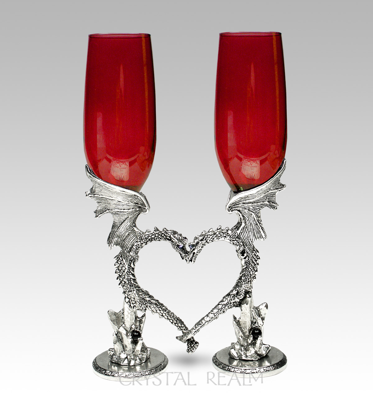 red champagne glasses