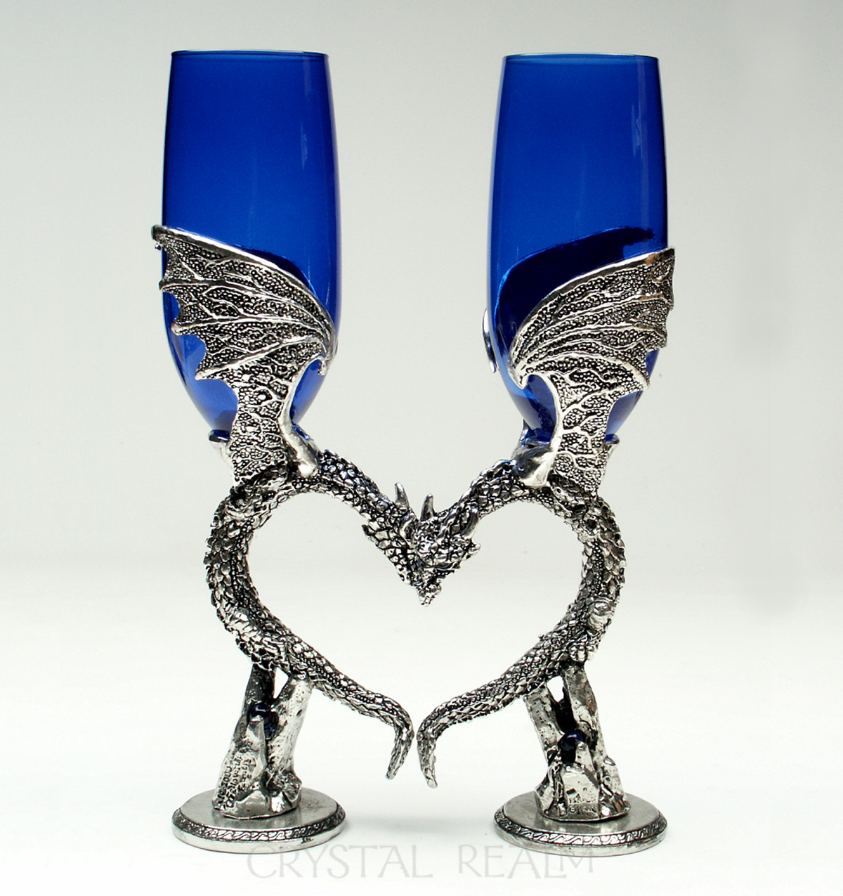 Sapphire Blue Dragon Heart Champagne Flutes - Puzzle Rings, Engagement ...