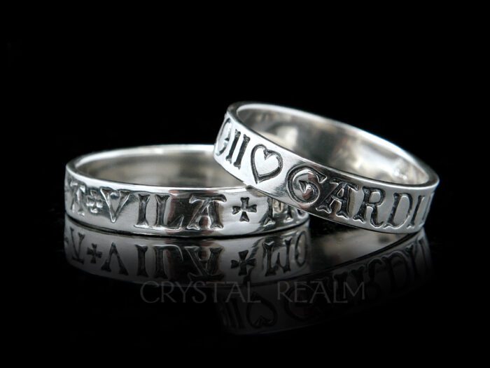 sterling silver french poesy ring here is my heart