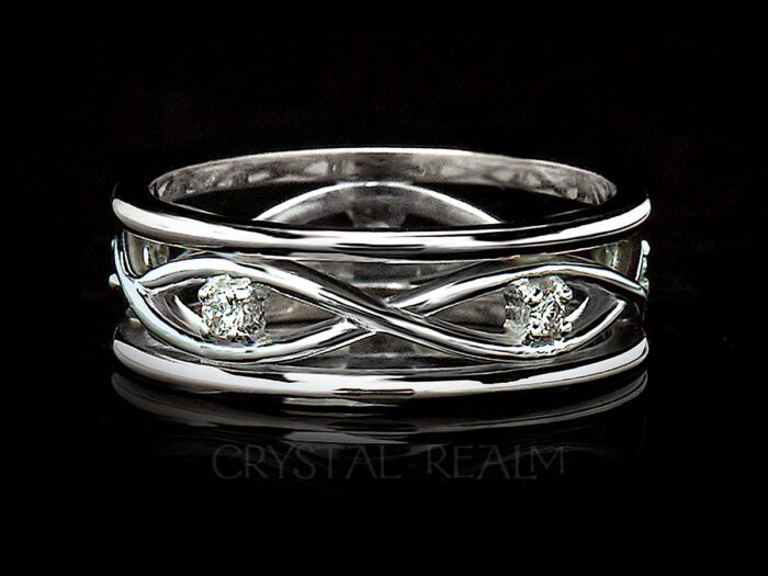 celtic wedding ring with diamonds set in platinum