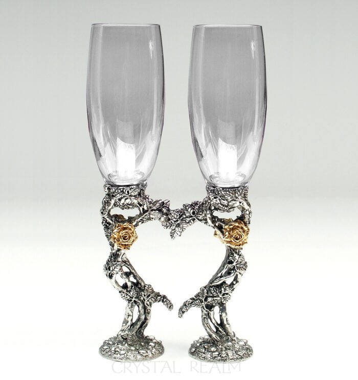 Crystal Clear Rose Heart Champagne Flutes - Puzzle Rings, Engagement ...